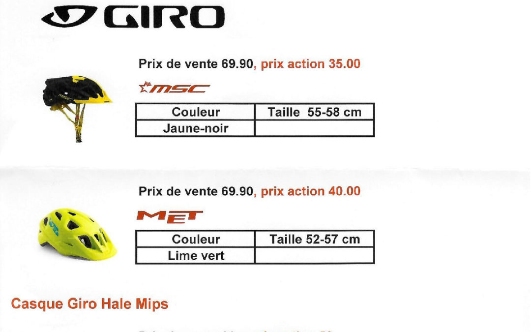 Action casques de vélo chez Fabien Bike